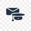 Mortarboard vector icon isolated on transparent background, Mort