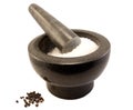 Morter and Pestle with salt and Pepper Royalty Free Stock Photo