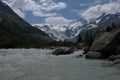 The Morteratsch glacier in the upper Engadin is one of the sources of the Inn-River that flows to Vienna Royalty Free Stock Photo