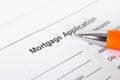 Mortgage application form close up with pen closeup