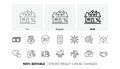 Mortgage, Bribe and 360 degrees line icons. For web app, printing. Line icons. Vector