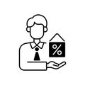 Mortgage broker black linear icon