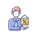 Mortgage broker RGB color icon