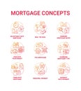 Mortgage concept icons set Royalty Free Stock Photo