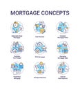 Mortgage concept icons set Royalty Free Stock Photo