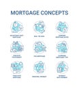 Mortgage concept icons set