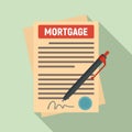 Mortgage contract paper icon, flat style