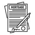 Mortgage contract paper icon, outline style