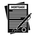 Mortgage contract paper icon, simple style