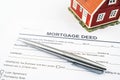 Mortgage deed letter form and model house Royalty Free Stock Photo