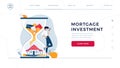 Mortgage investment homepage template. Investor awaits a generating profit from long-term investing. Rising housing