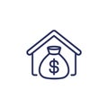 mortgage line icon with a house and money
