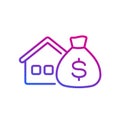 mortgage line icon, house and money vector