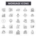 Mortgage line icons, signs, vector set, linear concept, outline illustration