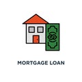 mortgage loan calculator icon. down payment concept symbol design, low interest rate, home buying budget, thin stroke vector Royalty Free Stock Photo