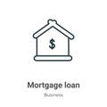 Mortgage loan outline vector icon. Thin line black mortgage loan icon, flat vector simple element illustration from editable