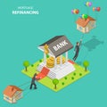 Mortgage refinancing isometric flat vector illustration. Royalty Free Stock Photo