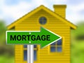 mortgage sign sigh board in blur home background