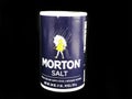 Morton Salt Container on a Black Backdrop