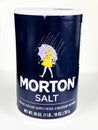 Morton Salt Container on a White Backdrop