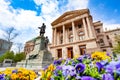 Morton statue in front of Indiana Statehouse, USA