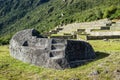 Mortuary rock Machu Picchu ruins peruvian Andes Cuzco Peru Royalty Free Stock Photo