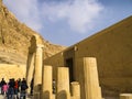 The Mortuary Temple of the female Pharaoh Hatshepsut in the Valley of the Nobles at Luxor in Egypt Royalty Free Stock Photo