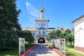 Mosaic above the entrance to the Holy Vvedensky Tolgsky monastery. Russia, Yaroslavl region, Tolga village, June 23, 2019