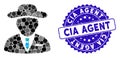 Mosaic Agent Icon with Scratched CIA Agent Stamp