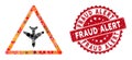 Mosaic Airplane Warning with Textured Fraud Alert Stamp