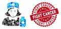 Mosaic Apothecary Lady with Grunge Fight Cancer Stamp