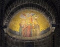 Mosaic in the apse of the Chapel of Ursula in the Basilica of Saint James in Bellagio, Italy.