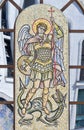 Mosaic of Archangel Michael defeats the devil