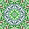 Mosaic art tile, irregular arabesque circle kaleidoscope pattern in green mint color