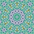 Mosaic art tile, irregular circle kaleidoscope pattern in teal light turquoise fresh color