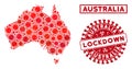 Mosaic Australia Map and Distress Lockdown Watermarks