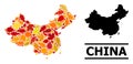 Autumn Leaves - Mosaic Map of China