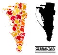 Autumn Leaves - Mosaic Map of Gibraltar