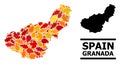 Autumn Leaves - Mosaic Map of Granada Province
