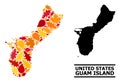 Autumn Leaves - Mosaic Map of Guam Island