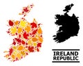 Autumn Leaves - Mosaic Map of Ireland Republic