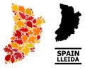 Autumn Leaves - Mosaic Map of Lleida Province