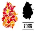 Autumn Leaves - Mosaic Map of Lugo Province