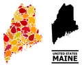 Autumn Leaves - Mosaic Map of Maine State