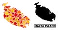 Autumn Leaves - Mosaic Map of Malta Island