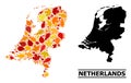 Autumn Leaves - Mosaic Map of Netherlands