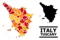 Autumn Leaves - Mosaic Map of Tuscany Region