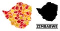 Autumn Leaves - Mosaic Map of Zimbabwe