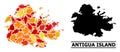 Autumn Leaves - Mosaic Map of Antigua Island