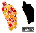 Autumn Leaves - Mosaic Map of Dominica Island